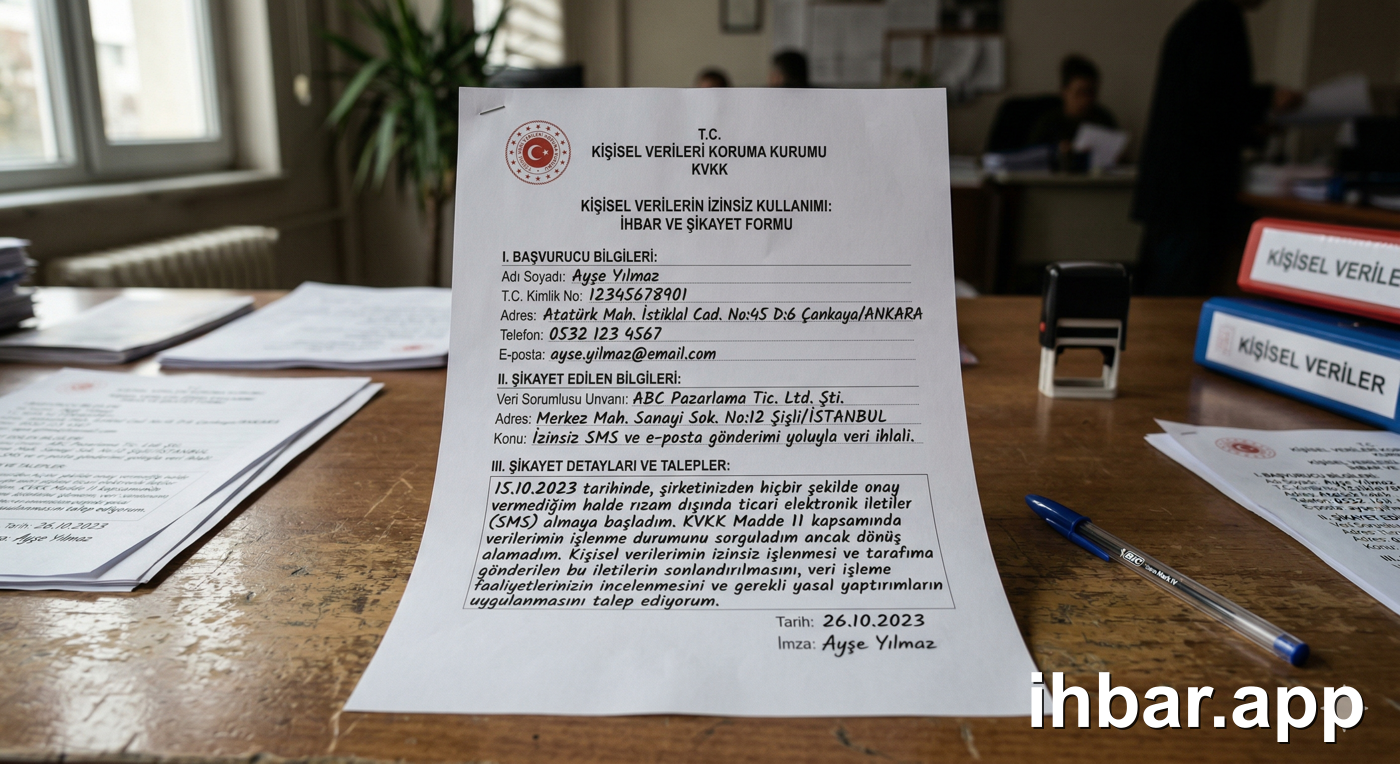 Kişisel Verilerin İzinsiz Kullanımı: İhbar ve Şikayet Formu Örneği